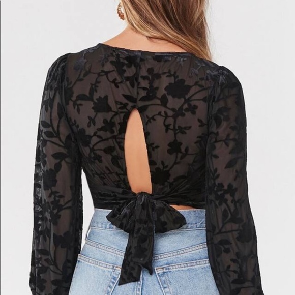 Floral burnout crop top - Picture 4 of 7